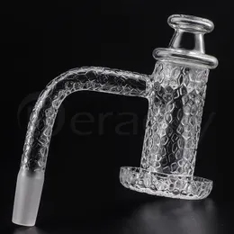 Sandblasted Smoking 20mmOD Beveled Edge Quartz Banger Nails Charmer kit 조각 패턴 (캡 1pc 진주 유리 물 봉 Dab Rigs 용)