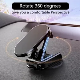 Universell telefonhållare 360 ​​Folding Magnetic Car Rotatable Mini Strip Form Stand för Huawei Metal Strong Magnet GPS Cars Montering för iPhone 13 12 11