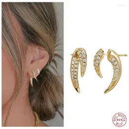 Stud Romad 925 Silver Böhmen Moon Earrings for Women Tribal Style Zircon Ox Horn Crescent Ear Studs Huggies Rock Punk Jewelry Dale22