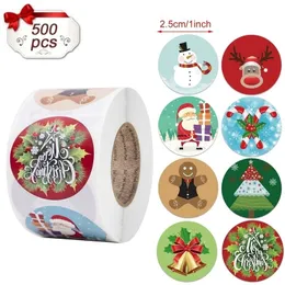 Fengrise 500pcs Noel Çıkartmaları Ev Şeker Çantası Navidad Süslemesi için Merry Dekor Noel Hediye Yıl y201020