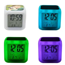 Sublimation Blank heat transfer Cube Clock LED Luminescent Changing Color Clocks Creative Electronic Alarm Home Bedside Table Decoration
