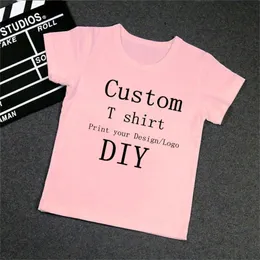 DIY Customized Print Your Own Design Tshirt Kids Girl T shirt Pink T Shirts Summer Top Children Baby Birthday Gift 3 13Y 220615