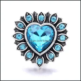 Gancos ganchos Bright Rhinestone Fixner 18mm Snap Button Clop Charms Metal Heart para Snaps Jewelhings Conchtings Fornecedores SNA BDESYBABA DHXSX