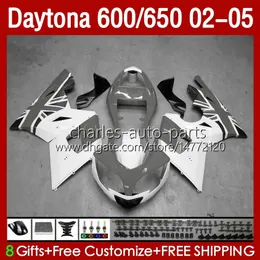 Kåpa Kit För Daytona 650 600 CC 02 03 04 05 Kaross Gråvit 132Nr.81 Cowling Daytona 600 Daytona650 2002 2003 2004 2005 Daytona600 02-05 ABS Motorcykelkaross