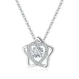 Silver Hexagram gwiazda Davida Crystal Heart Naszyjnik dla mamy CZ Rhinestone Lucky Love Heart Choker Mother Day Biżuter Prezent Kobiety Dziewczyny