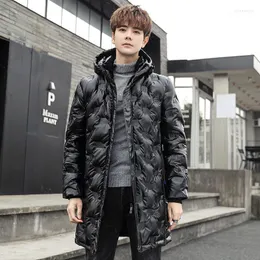 Men's Down & Parkas High Quality Winter Men Long Jacket Black Glossy Thermal Coat Warm Windbreaker Padded Outerwear Snow Wear Clothing Phin2