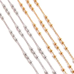 Chains Wholesale 1m/lot Stainless Steel Gold Beaded Chain Link Ball DIY Necklaces Bracelet Anklet Jewelry Making AccessoriesChains