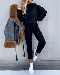 Kadınlar iki parçalı pantolon yiciya sonbahar seti eşofmanları kadife artı büyük boy sweatshirtler chandal mujer invierno gündelik femme femme takım elbise