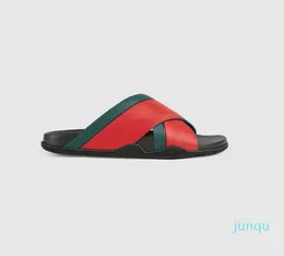2022- Tasarımcı G Kauçuk Slayt Sandal Çiçek Brocade Erkekler Terlik Dişli Dipleri Yeşil Mavi Flip Flops Kadın Çizgili Plaj Nedensel Terlikleri