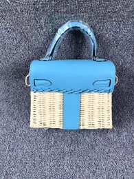 Designer -Tasche Luxus Handtasche Marke Mini Totes Voll handgefertigt Qualität Rattan mit echtem Leder Blau gelb rotes Grün Farben Großhandel Preis Schnelle Lieferung