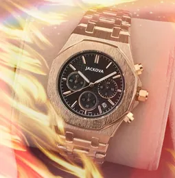 Tam fonksiyonel kuvars moda erkek zaman saati saatler kronometre 43mm otomatik tarih ince katı paslanmaz çelik kauçuk kemer erkek montre de luxe Kol saatleri hediyeler