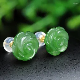 Stud Gade Earrings For Women Gold Silver Jewelry Vintage 18k Emerald And Tian Jade Earing Wedding Lotus Crystal Gem EarringStud Dale22