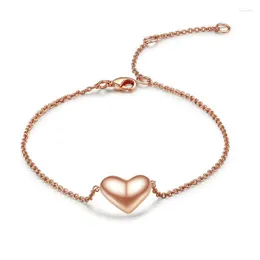 Cadeia de link Small Heart Heart Simple OL Style Smooth Rose Gold Color Bracelet para Mulheres Jewelry Wedding Party Presente Top Quality Kent22