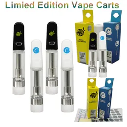 Cookies Vape Cartridges Packaging Ceramic Carts Childproof PVC Tubes 510 Thick Oil Vaporizer Atomizer 0.8ml Empty Vape Pen Limited Edition Stickers E Cigarettes