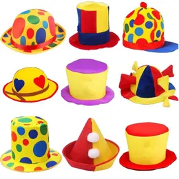 Cappello a cilindro a pois Clown Circo Accessorio per costumi di Halloween  Cappello a tesa larga di carnevale Cosplay Cappellini per feste di