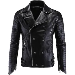 Fashion Boutique Punk Men's Leather Clothing Läder Motorcykel Slim Pu Leather Jacket Men Chaqueta Hombre Y998 201127