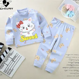 Niños Niños Niñas Conjuntos de pijamas Dibujos animados Camiseta de manga larga Tops con pantalones Niño Bebé Primavera Otoño Ropa para dormir 220706