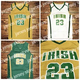 Nytt skepp från USA #St Vincent Mary High School Irish Basketball Jersey Helsydda Vita Gröna Gula Tröjor Storlek S-3XL