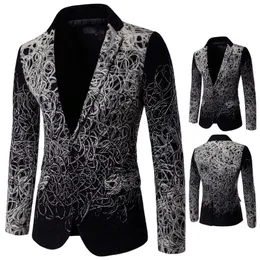 Spring Boutique Abito da uomo Fashion Flower bianco ricamato Designer Blazer casual con un bottone A1-8-D060