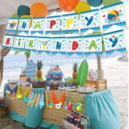 Party Dekoration Pool Thema Bunte Alles Gute zum Geburtstag Banner Schwimmen Muster Kinder Erwachsene SuppliesParty