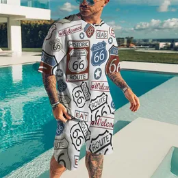 Tute da uomo Estate Creativo Harajuku 3D Stampato T-shirt da uomo Pantaloncini Set Abbigliamento sportivo Tuta O Collo Manica corta Abbigliamento SuitMen'