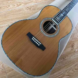 Custom Cedro Sólido Top 39 Polegada OOO Body Guitar Acoustic Breaking Real Abalone Personalizado Logotipo