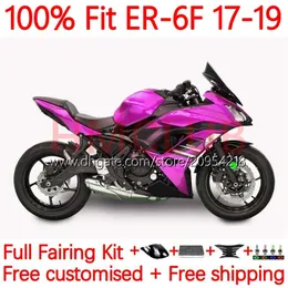 OEM-injektionsmögelmässor för Kawasaki Ninja 650R ER 6F 6 F ER6F 17 18 19 20 Kroppsarbete 18No.60 Ninja650R ER6 F Cowling ER-6F 2017 2018 2019 2020 Body Kit Pink Black