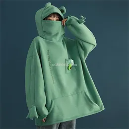 UNISSEX FROG ZIPPER HOPOLIE FLEECE ABRIGADO Bordado de mola de tamanho grande Harajuku Pullover quente de estilo coreano 220817