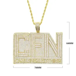 Chains Iced Out Bling 5A CZ Paved Big Large Initial Letter Came Pendants Necklaces With Long Rope Chain For Men Fashion Hip Hop JewelryChain