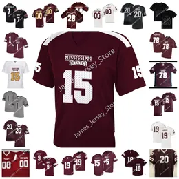 54 Rodney Groce Jr. Jersey 11 Jaden Walley Jerseys 86 Jacobi Moore 33 Simeon Price 83 Quinton Torbor 26 J.P. Purvis Mississippi State Bulldogs Sydd fotbollströjor