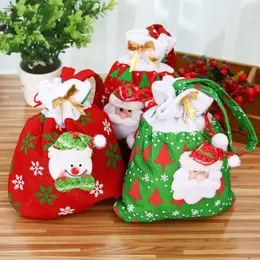 6PCS Lot Santa Claus Snowman Gift Candy Bag Ornaments Xmas Decor Wiselant na świąteczne torby dekoracyjne lata Navidad Natal 201027