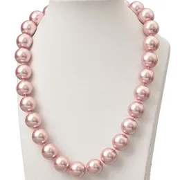 12mm Pink Akoya Shell Pearl Round Beads Necklace 18Inch AAA