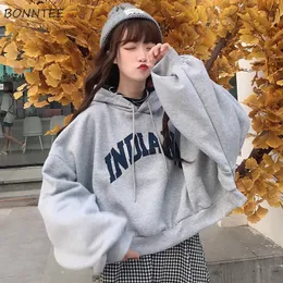 Hoodies Women Hooded Thick Aesthetic Loose False Twopiece Letter Allmatch Leisure Simple Trendy Shcoolgirls Clothing Stylish 220815