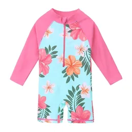 BAOHULU UPF50 Tryck på Baby Girl Swimsuit Långärmad barn Badkläder Småbarn Spädbarnsbaddräkt för Girls Boys Children 220620