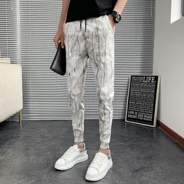 WhiteGray Spring Pantalones Hombre Fashion Ankle Length Slim Fit Casual Floral Harem Pants Men Clothing Joggers Trousers 220816