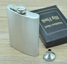 Engraved Hip Flask Silver Stainless Steel Flasks 8oz Outdoor Portable Drinkware Wine Bottles with Funnel Gift Box Drinker Whiskey Pot Liquor Flagon SN4483