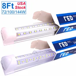 8 Fuß LED-Leuchten, 100 W, 144 W-Röhre, 96 Zoll Ladenbeleuchtung, 6500 K Tageslichtweiß, doppelseitige T8-V-Form, integrierte 8-Fuß-Lampe (entspricht 200 W und 300 W Leuchtstofflampe), OEMLED