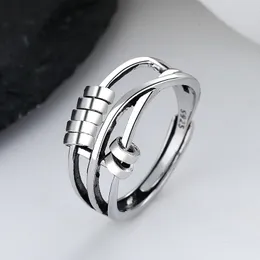 Anxiety Ring Adjustable Opening Women Men Fidget Ring With Bead Worry Stress Relief Jewelry For Female Stacking Finger Rings