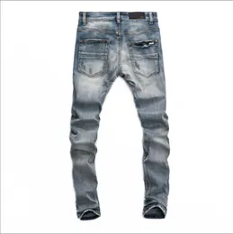2021 хип-хоп уличная мода брендовые джинсы ретро рваные сшитые мужские дизайнерские мотоциклетные узкие брюки размер 28 ~ 40 # 707