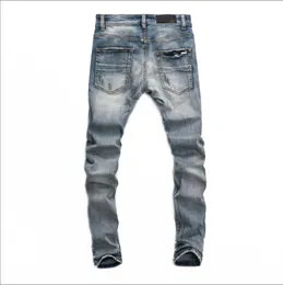 2021 HIP-HOP HIGH Street Fashion Brand Jeans Retro Torn Fold Ing Men Designer Motor Motorcycle Riding Slim Pants Size 28 ~ 40#707