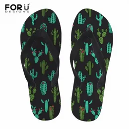 Forudesigns kvinnor tofflor Personlighet Cactus tofflor Skriver ut kvinnlig glidning på badrummet flipflops dam mjuka gummi sandaler zapatillas mujer köpa skor på v0ol #