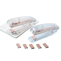 Stapler Trwała moda kolor Rose Gold Metal Transparent Podręcznik dla akcesoriów biurowych Materiały Szkoły 220510