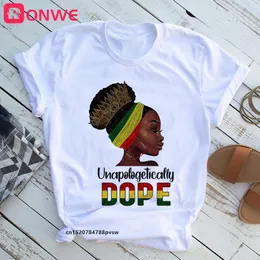 Czarny nadruk królowej T-shirt damski Tee Girl 90s African Unapologeticly Dope śmieszne topy Gril ubrania Drop Ship