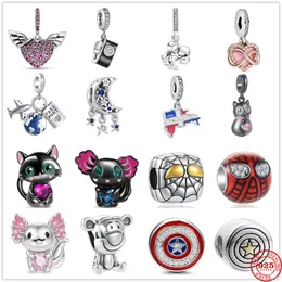 Contas pendentes de prata esterlina 925 com pingente de tigre miçangas em forma de contas pandora charms pulseira faça você mesmo acessórios para joias