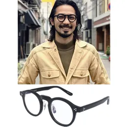 Японско-корейские ретро-винтажные мужские круглые очки в оправе Smallrim, носовая перемычка из чистого титана 45-25, Италия, импортная планка, полная оправа, унисекс, для очков по рецепту, полный комплект