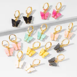 Populära 10 färger Butterfly Ear Cuff Örhängen Smycken Mode Acetate Edition Kvinnor Örhänge Hänge Tillbehör