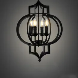 Lampy wiszące retro czarny żelazny lampa życiowa żyrandol hurtowa kreatywna spersonalizowana amerykański styl wiszący latarnie oświetlenie