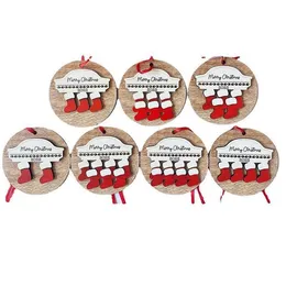 Creative Wooden Christmas Socks Room Decorations Family Group DIY Listing Xmas Decor Christmas Tree Pendant C0813