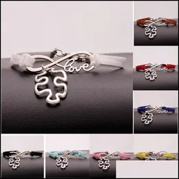 Charm armband smycken autism medvetenhet pussel stycke infinity kärlek önskar veet sträng rep wrap armbang för kvinnor män mode vänskap droppe