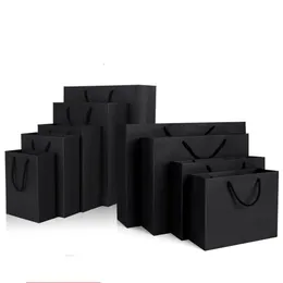 Multi-size Black Gift Wrap Väskor med handtag Tjockerad matt shoppingväska med kläder skor Annan Geocery Mors dag Hantverk Förvaring